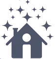 Icon of a house with twinkling stars above, symbolizing Choose Your Own Roofing's commitment to high-quality, affordable roofing services.