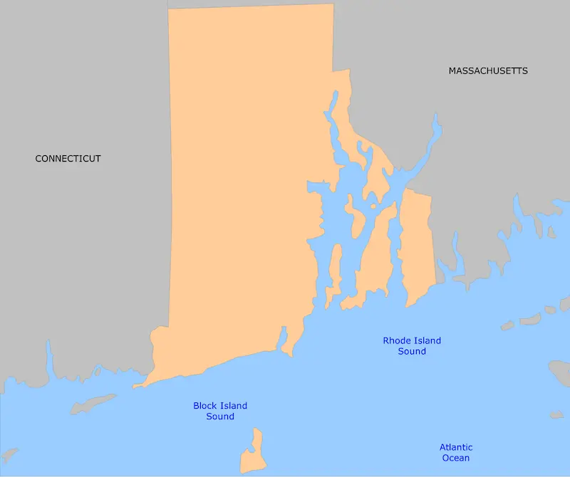 Map of Rhode Island showing the entire state highlighted, indicating the service area of Choose Your Own Roofing.